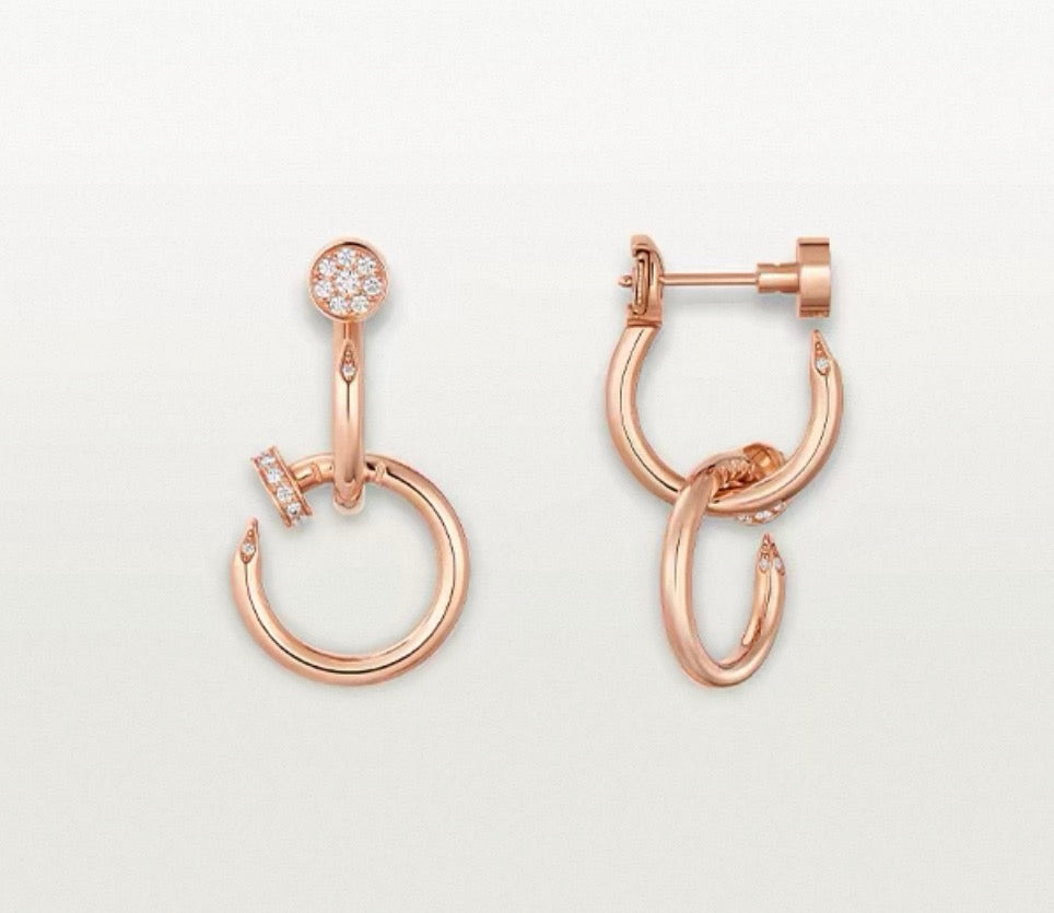 [Leaves]NAIL COLLECTION DIAMOND SET DOUBLE HOOP EARRINGS