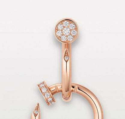 [Leaves]NAIL COLLECTION DIAMOND SET DOUBLE HOOP EARRINGS