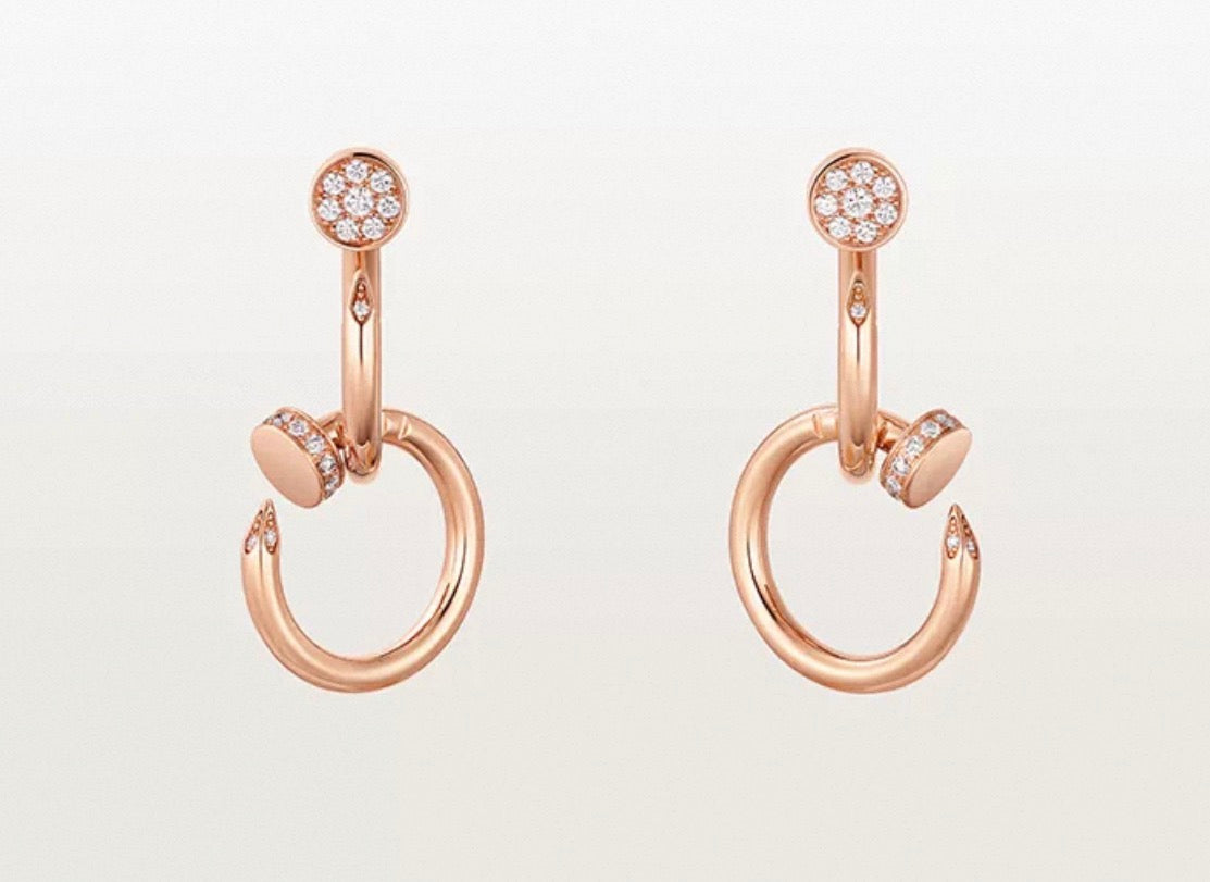[Leaves]NAIL COLLECTION DIAMOND SET DOUBLE HOOP EARRINGS
