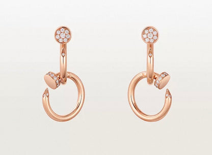 [Leaves]NAIL COLLECTION DIAMOND SET DOUBLE HOOP EARRINGS
