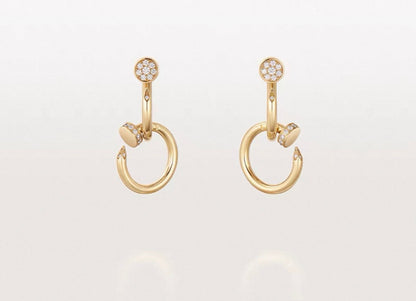 [Leaves]NAIL COLLECTION DIAMOND SET DOUBLE HOOP EARRINGS