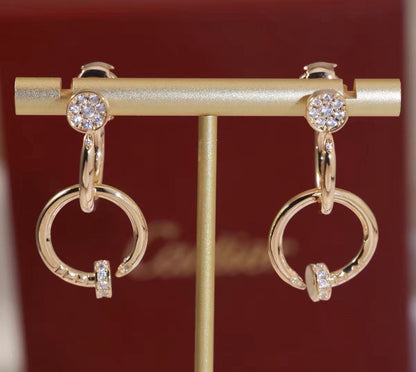 [Leaves]NAIL COLLECTION DIAMOND SET DOUBLE HOOP EARRINGS