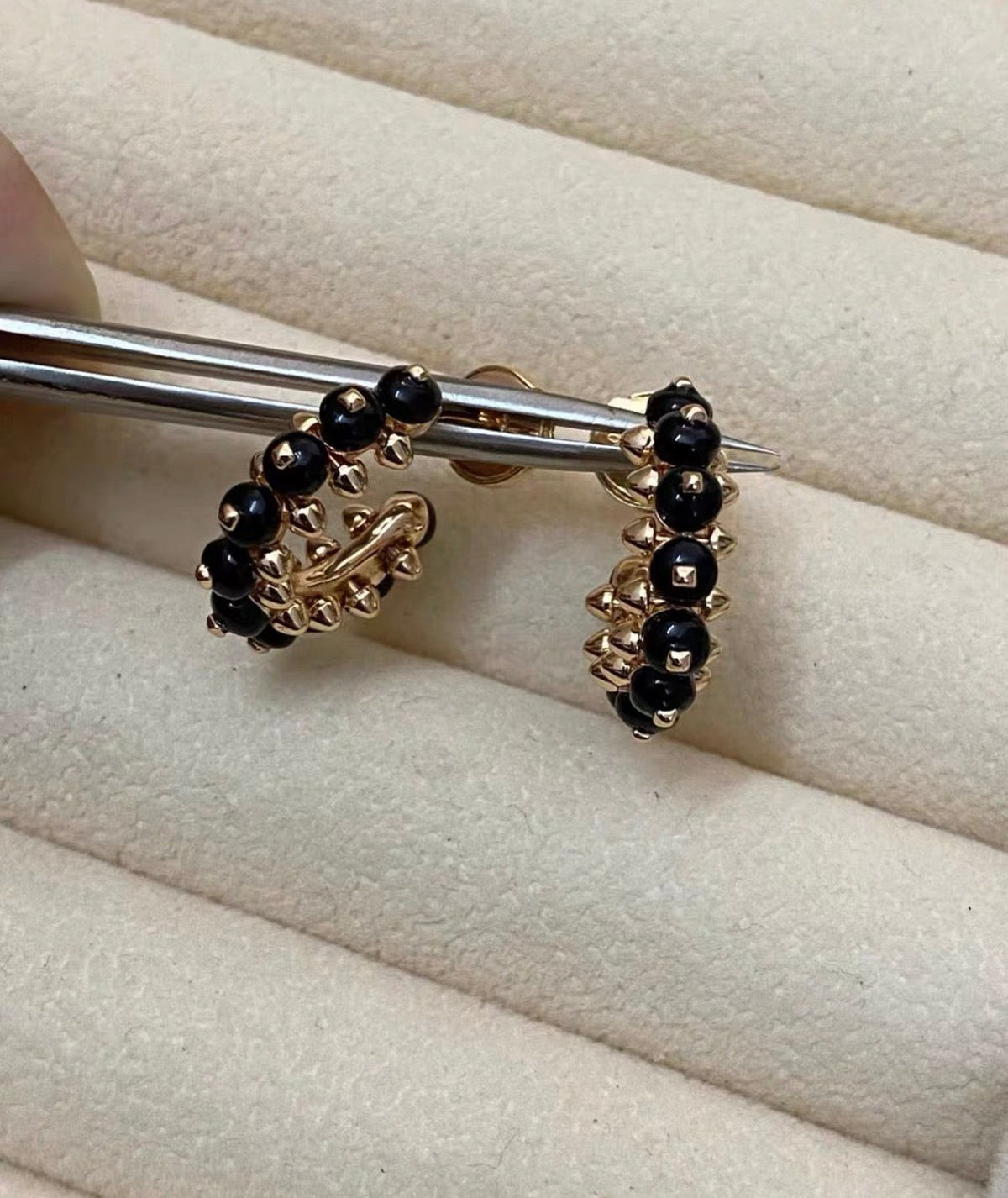 [Leaves]CLASH COLLECTION AGATE CHALCEDONY STUD EARRINGS
