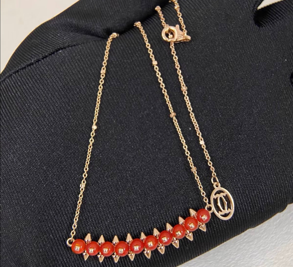 [：Leaves]CLASH COLLECTION AGATE CHALCEDONY STUD NECKLACE