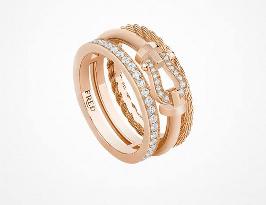 [Leaves]FORCE 10 RISE SERIES LARGE-SIZED 18K GOLD HALF-SET DIAMOND RING