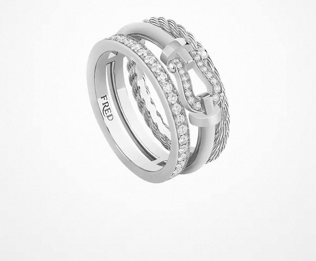 [Leaves]FORCE 10 RISE SERIES LARGE-SIZED 18K GOLD HALF-SET DIAMOND RING
