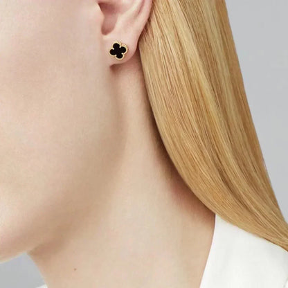 [Leaves]CLOVER MINI 9.5MM BLACK MOP EARRINGS