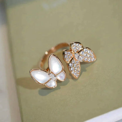 [Leaves]TWIN BUTTERFLY DIAMOND MOP RING