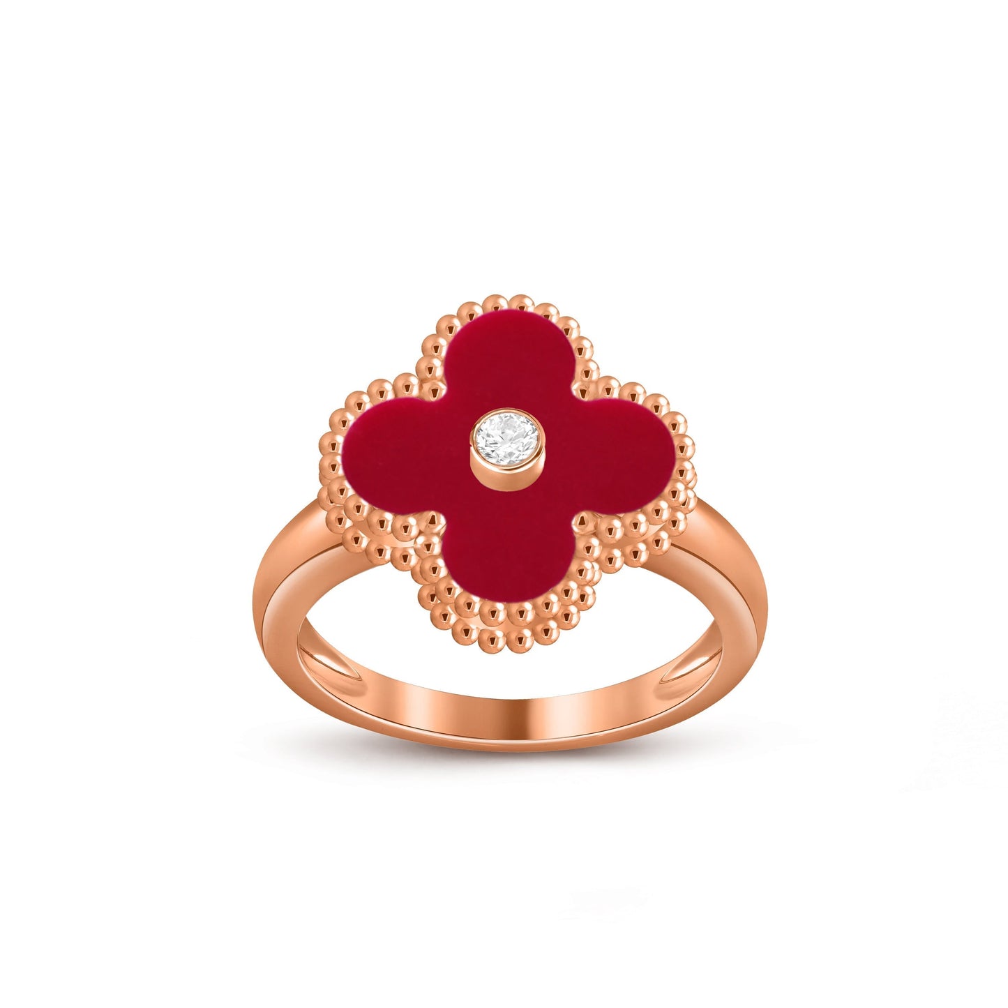 [Leaves]LUCKY CLOVER DIAMOND-ACCENT ROSE GOLD RING COLLECTION