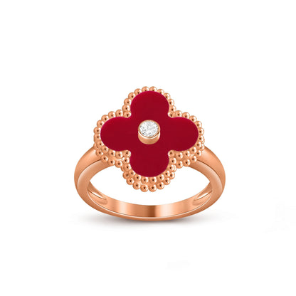 [Leaves]LUCKY CLOVER DIAMOND-ACCENT ROSE GOLD RING COLLECTION
