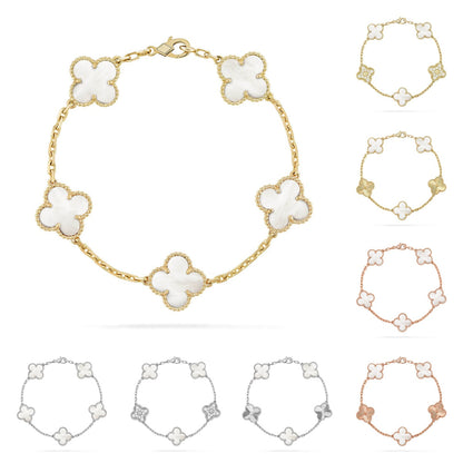 [Leaves]LUCKY CLOVER 5-MOTIF BRACELET - WHITE MOTHER-OF-PEARL COLLECTION