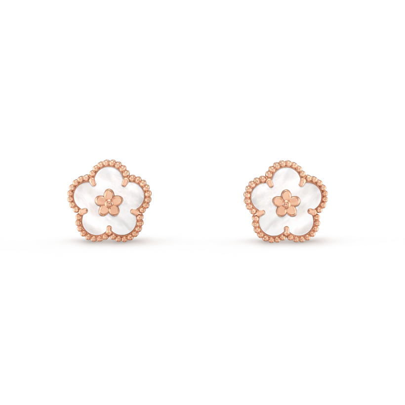 [Leaves]LUCKY PINK GOLD WHITE MOP EARRINGS