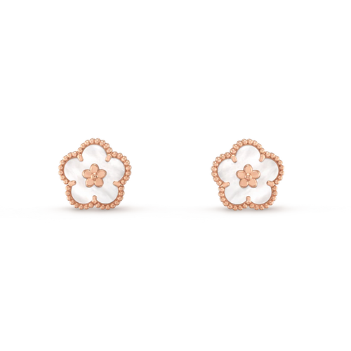 [Leaves]LUCKY PINK GOLD WHITE MOP EARRINGS