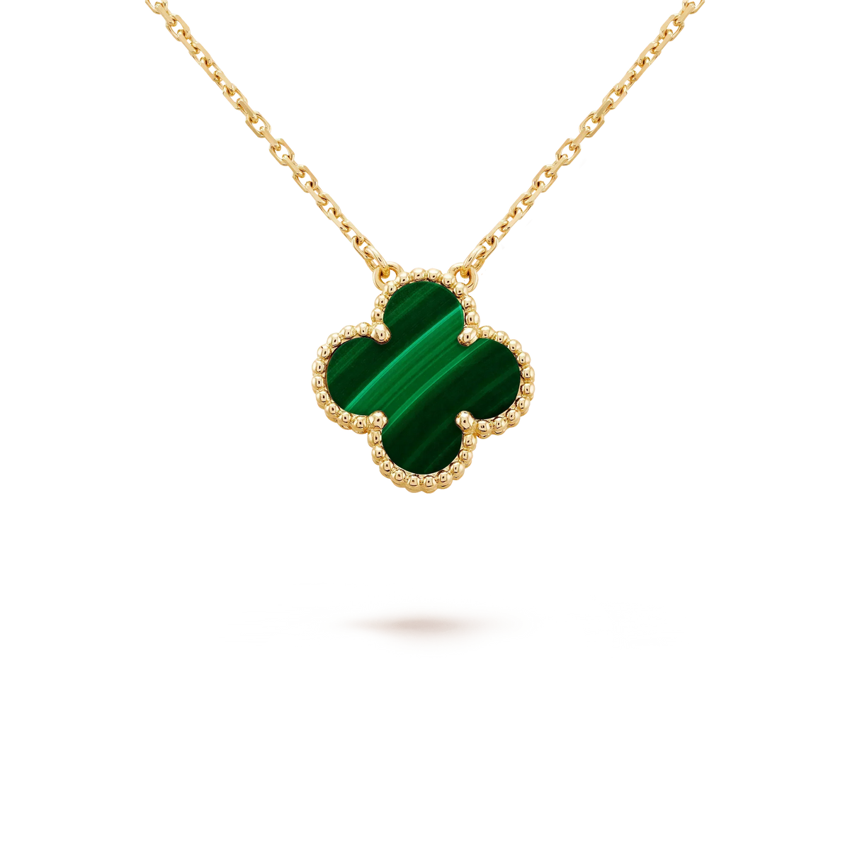[Leaves]CLOVER 15MM MALACHITE SINGLE FLOWER  NECKLACE