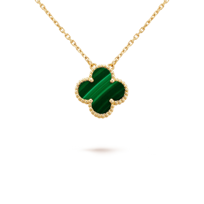 [Leaves]CLOVER 15MM MALACHITE SINGLE FLOWER  NECKLACE