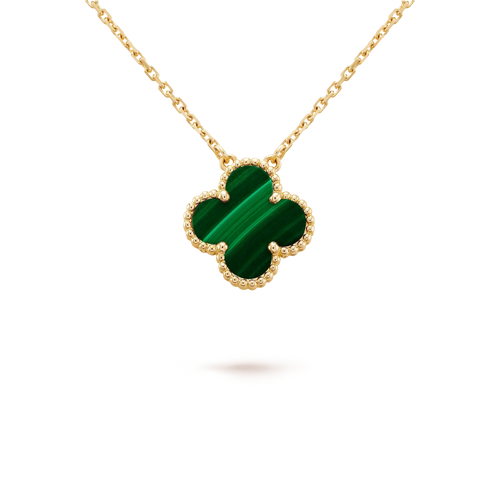 [Leaves]CLOVER 15MM MALACHITE SINGLE FLOWER  NECKLACE
