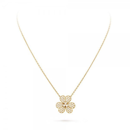 [Leaves]PAVÉ DIAMOND FLOWER CHARM NECKLACE