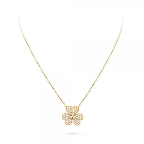 [Leaves]PAVÉ DIAMOND FLOWER CHARM NECKLACE