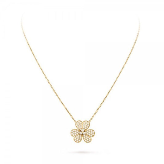 [Leaves]PAVÉ DIAMOND FLOWER CHARM NECKLACE
