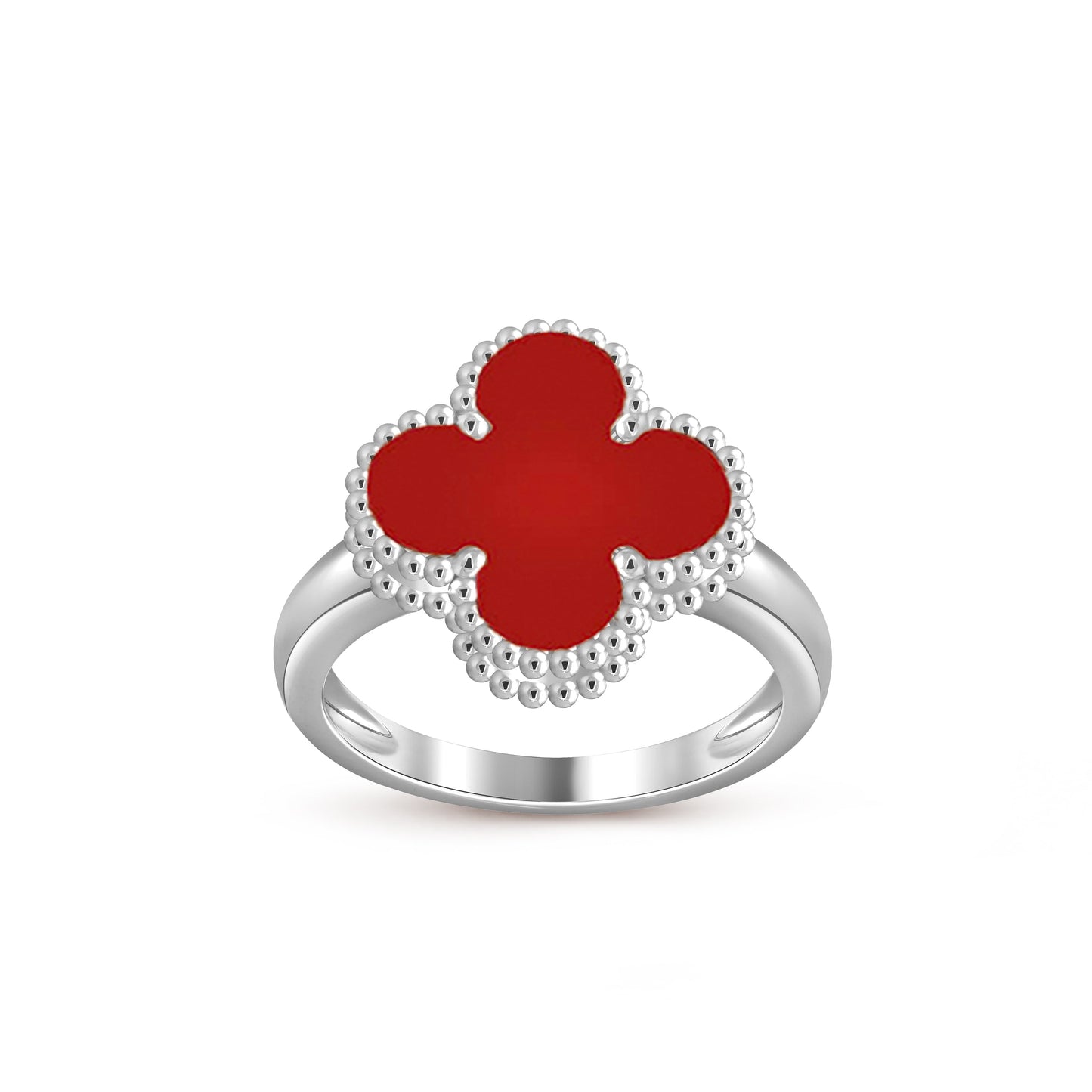 [Leaves]LUCKY CLOVER VINTAGE WHITE GOLD RING COLLECTION