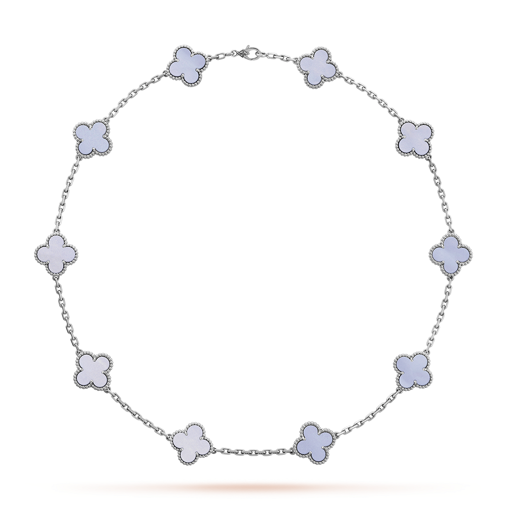 [Leaves]CLOVER 10 MOTIFS BLUE CHALCEDONY NECKLACE