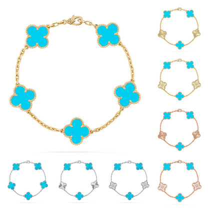 [Leaves]LUCKY CLOVER 5-MOTIF BRACELET - TURQUOISE COLLECTION