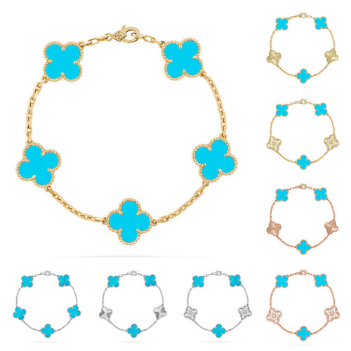 [Leaves]LUCKY CLOVER 5-MOTIF BRACELET - TURQUOISE COLLECTION