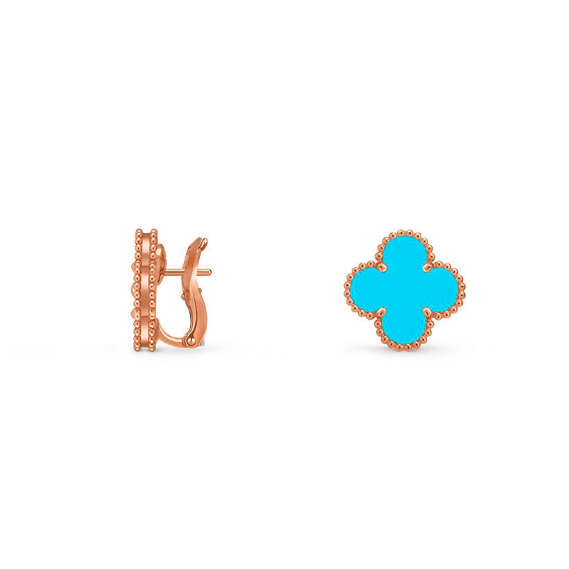 [Leaves]15MM CLOVER FLOWER STUD EARRINGS ROSE GOLD COLLECTION