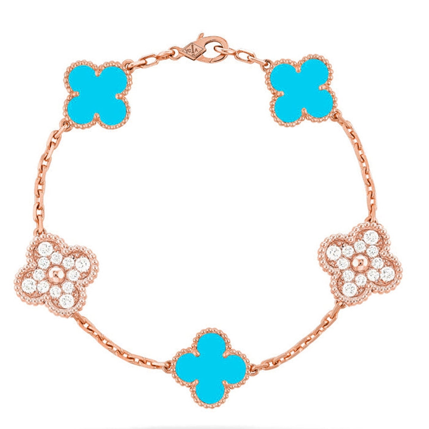 [Leaves]LUCKY CLOVER 5-MOTIF BRACELET - TURQUOISE COLLECTION