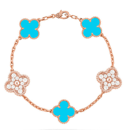 [Leaves]LUCKY CLOVER 5-MOTIF BRACELET - TURQUOISE COLLECTION