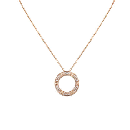 [Leaves]LOVE LARGE CIRCULAR PENDANT FULL-PAVÉ DIAMOND NECKLACE