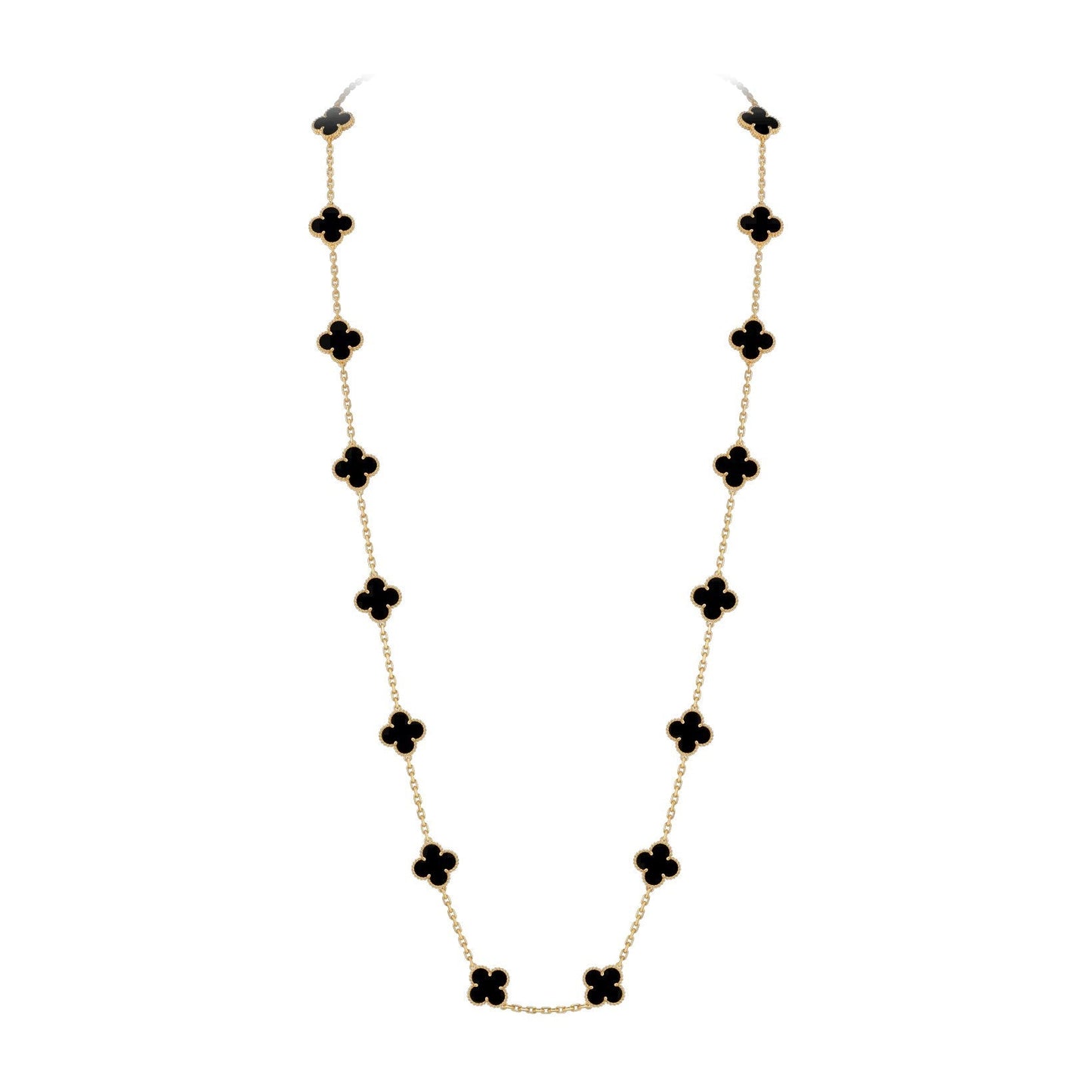 [Leaves]CLASSIC 20-MOTIF LUCKY CLOVER LONG NECKLACE GOLD COLLECTION