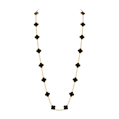[Leaves]CLASSIC 20-MOTIF LUCKY CLOVER LONG NECKLACE GOLD COLLECTION