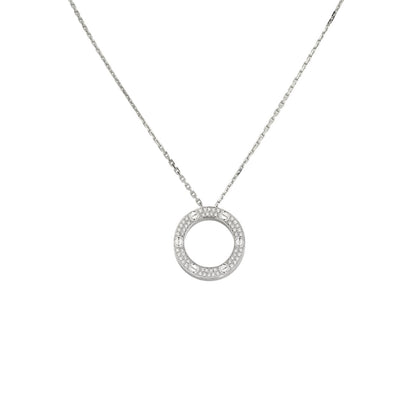 [Leaves]LOVE LARGE CIRCULAR PENDANT FULL-PAVÉ DIAMOND NECKLACE