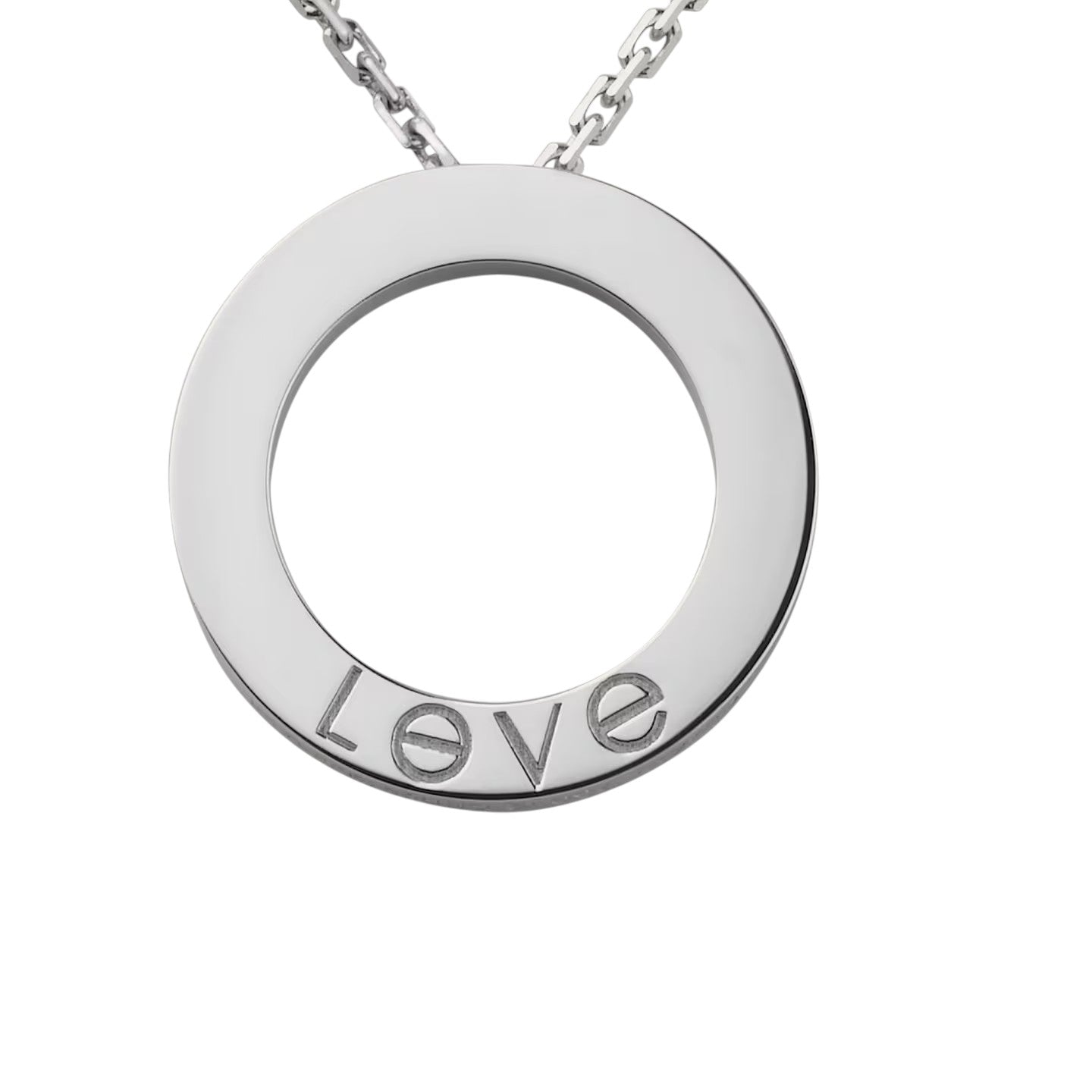 [Leaves]LOVE LARGE CIRCULAR PENDANT 3-DIAMOND NECKLACE