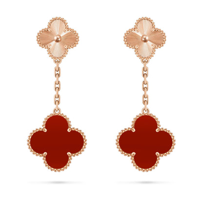 [Leaves]CLOVER DUAL-MOTIF STATEMENT STUD EARRINGS - DOUBLE-CHARM COLLECTION