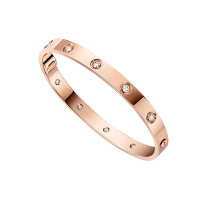 [Leaves]CLASSIC 6.1MM LOVE SINGLE-SCREW CLOSURE BANGLE - 10-DIAMOND