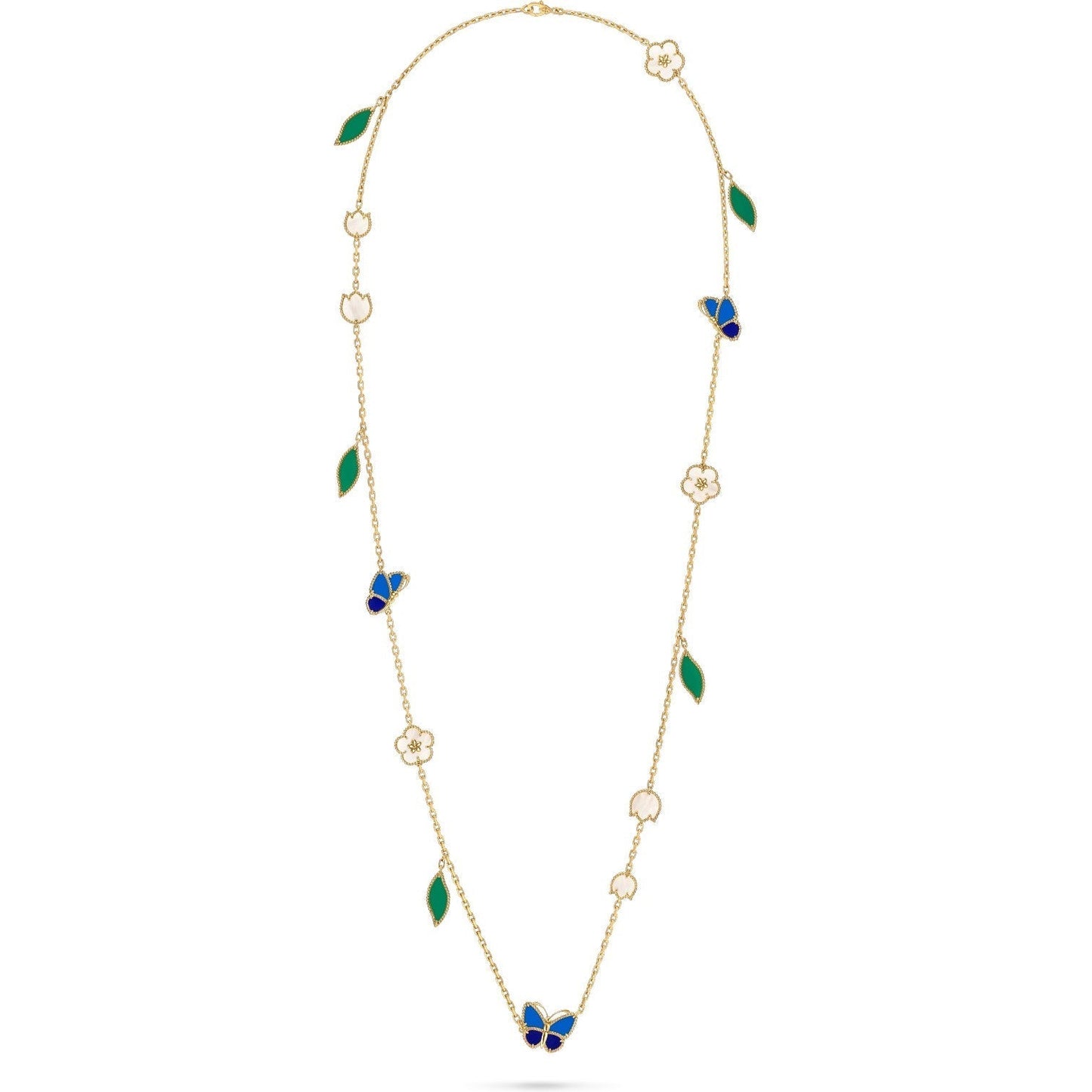 [Leaves]LUCKY SPRING BUTTERFLY & FLOWER STATEMENT NECKLACE - 15-MOTIF FLORAL DESIGN