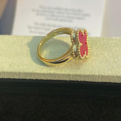 [Leaves]NEW CLOVER PINK ENAMEL RINGS