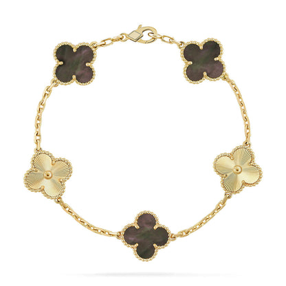 [Leaves]LUCKY CLOVER 5-MOTIF BRACELET - GREY MOTHER-OF-PEARL COLLECTION