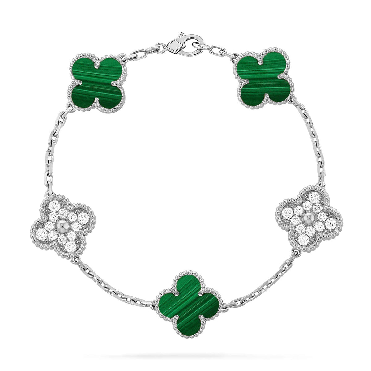 [Leaves]LUCKY CLOVER 5-MOTIF BRACELET - MALACHITE COLLECTION