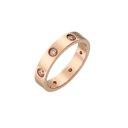 [Leaves]LOVE 4MM 8 DIAMONDS RING