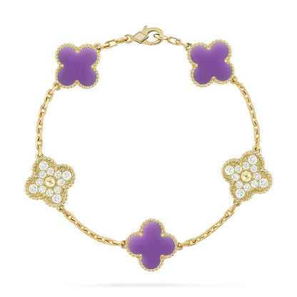 [Leaves]LUCKY CLOVER 5-MOTIF BRACELET - LAVENDER COLLECTION