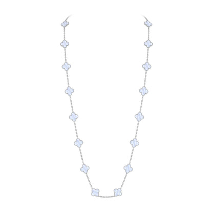 [Leaves]CLASSIC 20-MOTIF LUCKY CLOVER LONG NECKLACE WHITE GOLD COLLECTION
