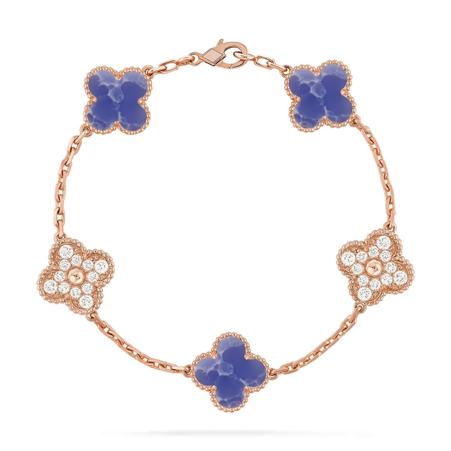 [Leaves]LUCKY CLOVER 5-MOTIF BRACELET - BLUE LARIMAR COLLECTION