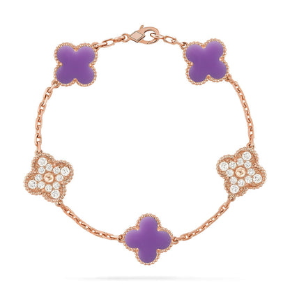 [Leaves]LUCKY CLOVER 5-MOTIF BRACELET - LAVENDER COLLECTION