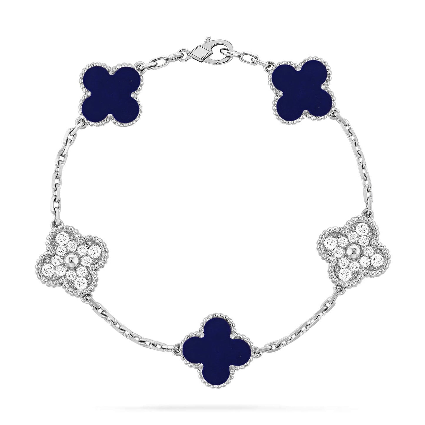 [Leaves]LUCKY CLOVER 5-MOTIF BRACELET - LAPIS LAZULI COLLECTION