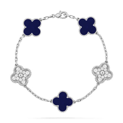[Leaves]LUCKY CLOVER 5-MOTIF BRACELET - LAPIS LAZULI COLLECTION