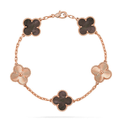 [Leaves]LUCKY CLOVER 5-MOTIF BRACELET - GREY MOTHER-OF-PEARL COLLECTION