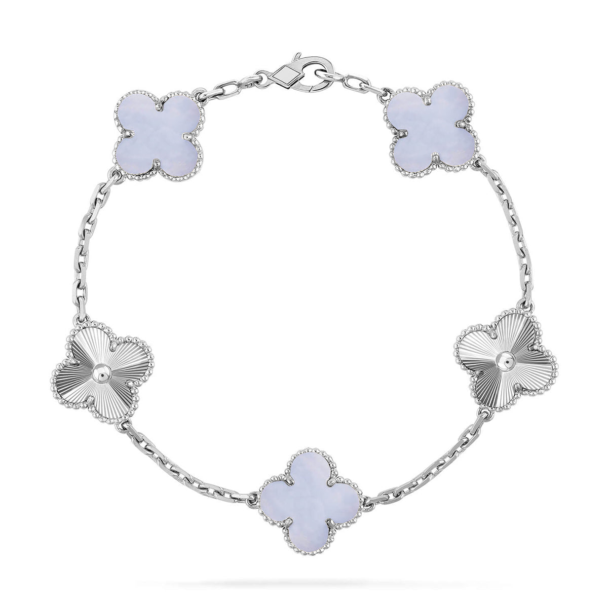 [Leaves]LUCKY CLOVER 5-MOTIF BRACELET - PURPLE CHALCEDONY COLLECTION